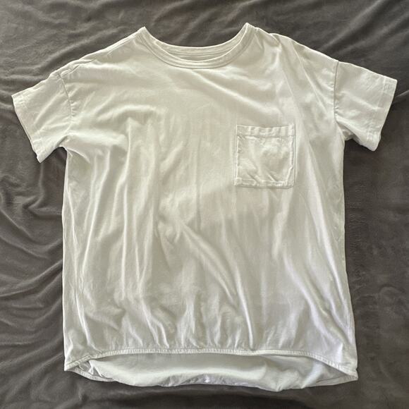 MINA BAIE Shirt Womens Small White Pocket Tee Oversized Relaxed Fit Minimalist - Picture 3 of 9